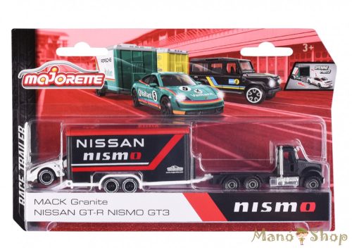 Majorette - Race Trailer - Mack Granite / Nissan GT-R Nismo GT3