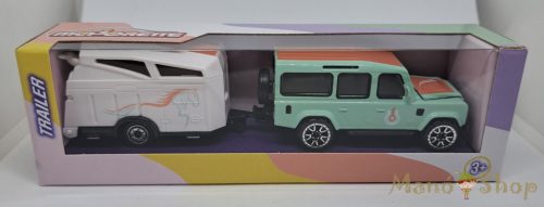 Majorette - Pink Drivez Trailer - Land Rover Defender 110 + Horse Carrier