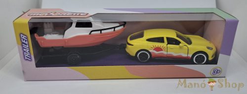 Majorette - Pink Drivez Trailer - Porsche Panamera Turbo + Boat Trailer