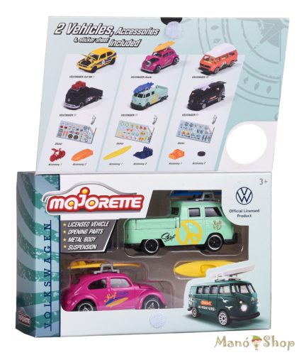 Majorette - VW The Originals Premium Cars - Volkswagen T1 / Beetle - 2 db-os szett