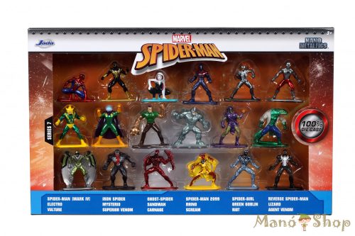 Nano Metalfigs - Marvel Spiderman figurák 18 db-os - Jada Toys