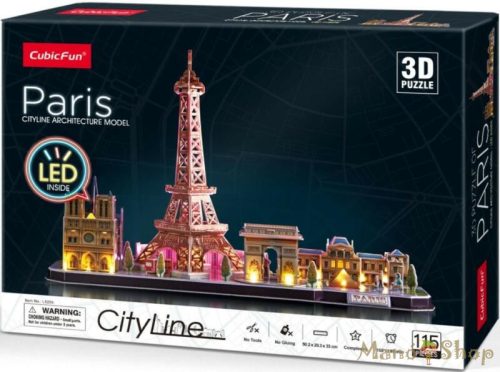 CubicFun - 3D puzzle City Line Párizs LED-es