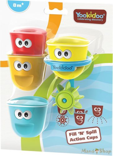 Yookidoo : Fill 'N' Spill Action Cups töltögetős és egymásba rakható fürdőpohár készlet (40261)