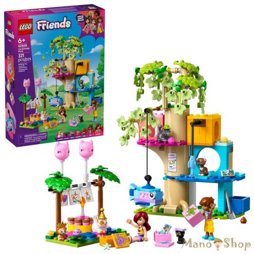 LEGO® Friends - Születésnapi cicazsúr és lombház cicáknak (42666)