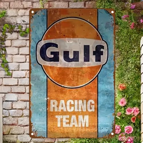 Gulf Racing Team Vintage Fém Tábla