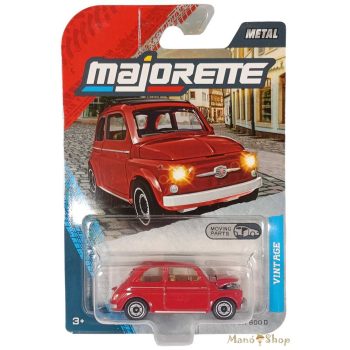   Majorette - Vintage Deluxe Fiat 500 D piros retro kisautó nyitható elemmel