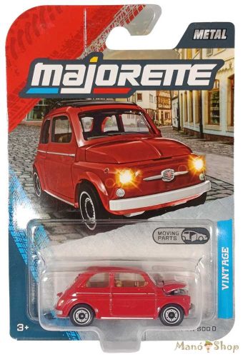 Majorette - Vintage Deluxe Fiat 500 D piros retro kisautó nyitható elemmel