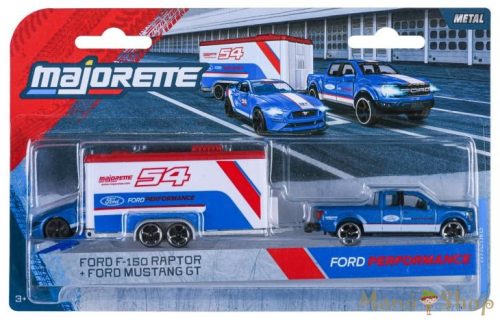 Majorette - Racing Deluxe Trailer - Ford F-150 Raptor + Ford Mustang GT
