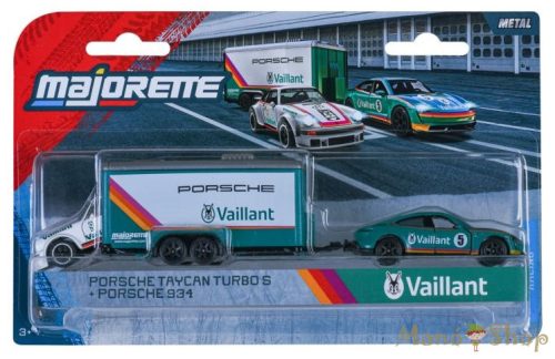 Majorette - Racing Deluxe Trailer - Porsche Taycan Turbo S + Porsche 934