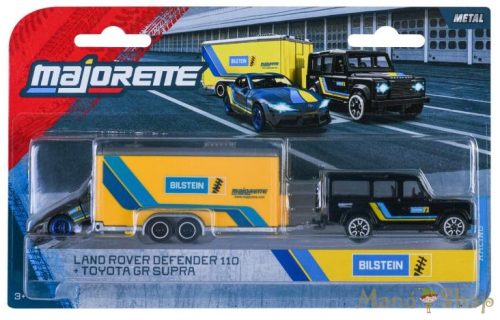 Majorette - Racing Deluxe Trailer - Land Rover Defender 110 + Toyota GR Supra
