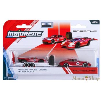   Majorette - Porsche Deluxe Trailer - Porsche Taycan Turbo S + Porsche 917