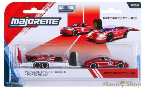 Majorette - Porsche Deluxe Trailer - Porsche Taycan Turbo S + Porsche 917