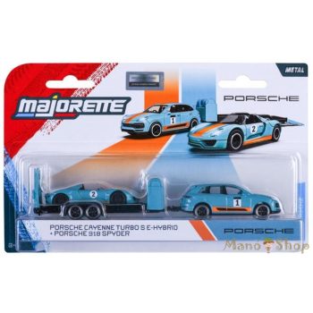   Majorette - Porsche Deluxe Trailer - Porsche Cayenne Turbo S E-Hybrid + Porsche 918 Spyder