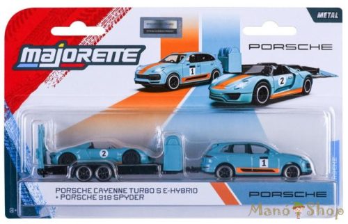 Majorette - Porsche Deluxe Trailer - Porsche Cayenne Turbo S E-Hybrid + Porsche 918 Spyder