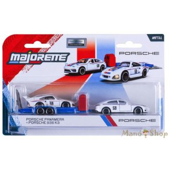   Majorette - Porsche Deluxe Trailer - Porsche Panamera + Porsche 935 K3