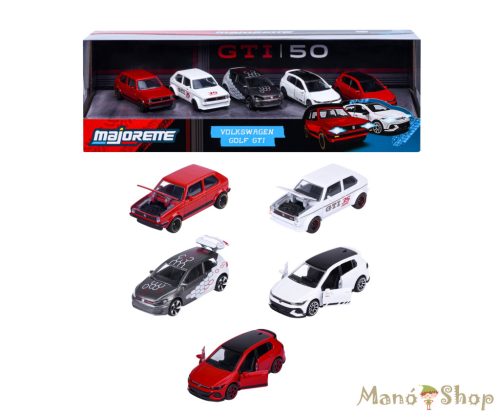 Majorette : Volkswagen Golf GTI 50 Years 5 db-os fém kisautó ajándékszett 1/64