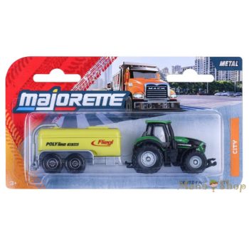   Majorette: City Trailer: Deutz-Fahr traktor Fliegl tartálykocsi utánfutóval