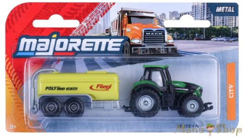 Majorette: City Trailer: Deutz-Fahr traktor Fliegl tartálykocsi utánfutóval