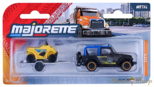 Majorette: City Trailer: Jeep Wrangler utánfutóval és quaddal