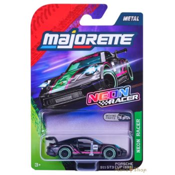   Majorette - Neon Racer Porsche 911 GT3 Cup (992) fekete/neon rózsaszín-zöld kisautó nyitható ajtókkal