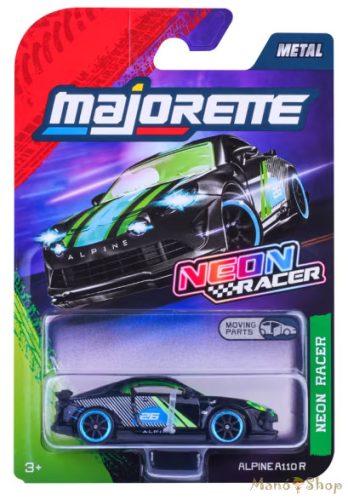 Majorette - Neon Racer Alpine A110 R fekete/neon zöld-kék kisautó nyitható ajtókkal