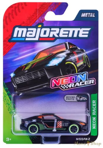 Majorette - Neon Racer Nissan Z fekete/neon narancs-zöld kisautó nyitható ajtókkal