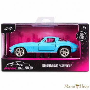   Jada Toys : Pink Slips 1966 Chevrolet Corvette világoskék fém kisautó 1/32