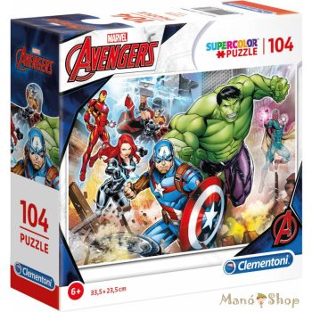   Clementoni - Super Color puzzle négyzet alakú dobozban - Marvel, A bosszúállók 104db-os Puzzle