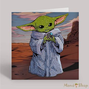   Craft Buddy - Gyémántszemes kirakó 18*18 cm emléklap - Grogu "Star Wars" - Crystal Art