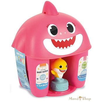   Clementoni Clemmy Baby Puha kockák - Baby Shark pink tároló 17425