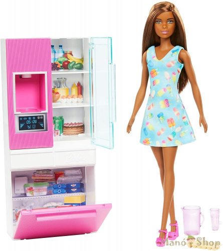 Barbie bútorok: Hűtőszekrény barna Barbie babával