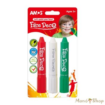   AMOS - Nemzeti színű arcfestő készlet - Piros fehér zöld