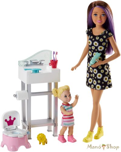 Barbie - Skipper Babysitters - lila-barna hajú bébiszitter szőke kislánnyal