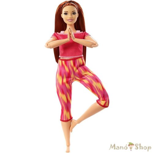 Barbie - Hajlékony jógababa vörös (GXF07)