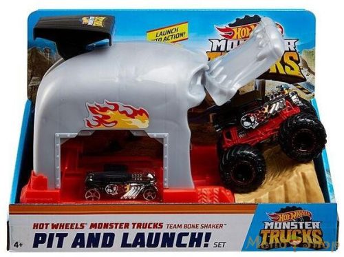 Hot Wheels Monster Trucks Kilövő - Team Bone Shaker