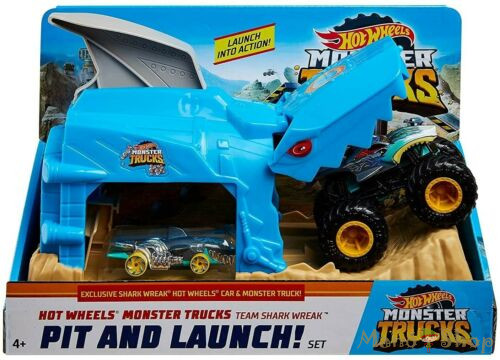 Hot Wheels Monster Trucks Kilövő - Team Shark Wrek