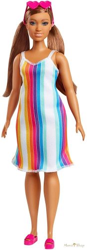 Barbie: Barbie 50. Évfordulós Malibu Baba: Szívárvány Mintás Ruhában (GRB38)