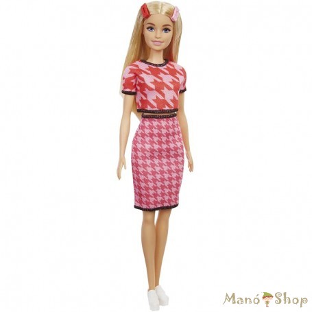 Barbie - Fashionistas Barátnő - baba rózsaszín mintás ruhában