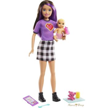 Barbie - Bébiszitter Kisbabával - Barna/lila hajú