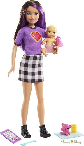 Barbie - Bébiszitter Kisbabával - Barna/lila hajú