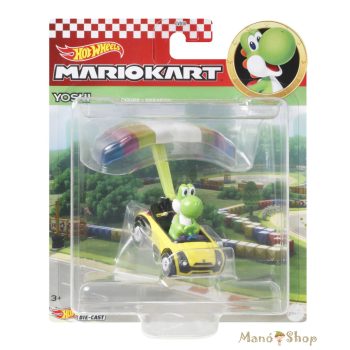   Hot Wheels : Mario Kart : Yoshi Sports Coupe + Parafoil Glider fém gokart vitorlázóval