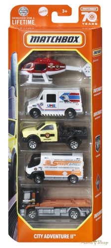 Matchbox : City Adventure II 5 darabos fém kisautó szett