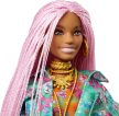 Barbie - Fashionistas Extravagáns barna bőrű rózsaszín hajú baba kisegérrel (GXF09)