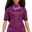 Barbie Fashionista Baba Kockás lila-fekete ruhában