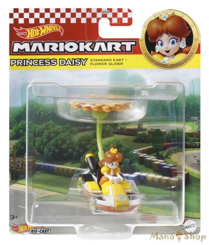 Hot Wheels : Mario Kart : Princess Daisy Standard Kart + Flower Glider fém gokart vitorlázóval