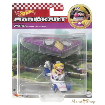   Hot Wheels : Mario Kart : Wario B-Dasher + Wario Wing fém gokart vitorlázóval