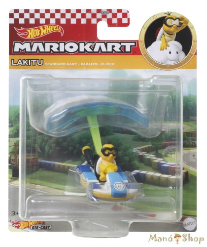 Hot Wheels : Mario Kart : Lakitu Standard Kart + Parafoil Glider fém gokart vitorlázóval