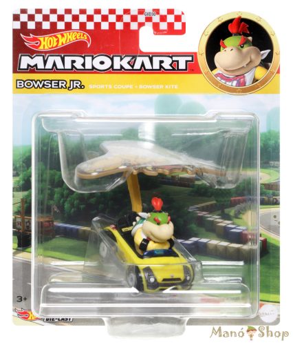 Hot Wheels : Mario Kart : Bowser Jr. Sports Coupe + Bowser Kite fém gokart vitorlázóval