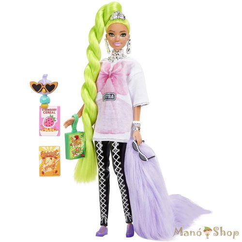 Barbie Extravagáns zöld hajú baba papagájjal