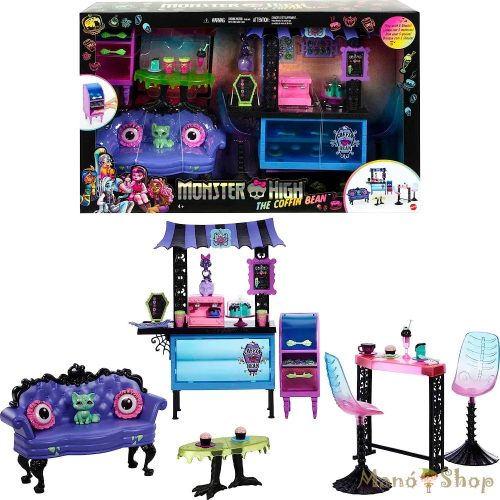 Monster High - Rémébresztő kávézó bútorokkal, kisálattal és kiegészítőkkel